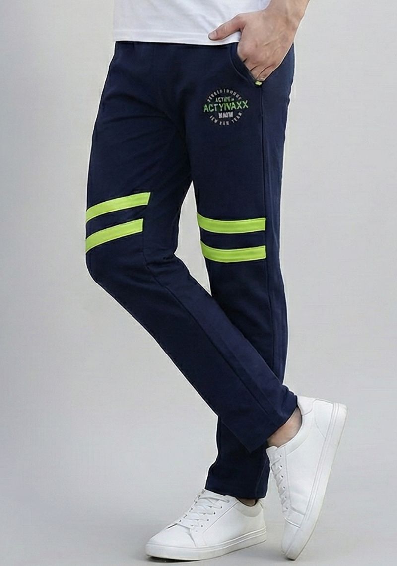 ACTIMAXX TRACK PANT - DARK BLUE AND LEMON GREEN LINE