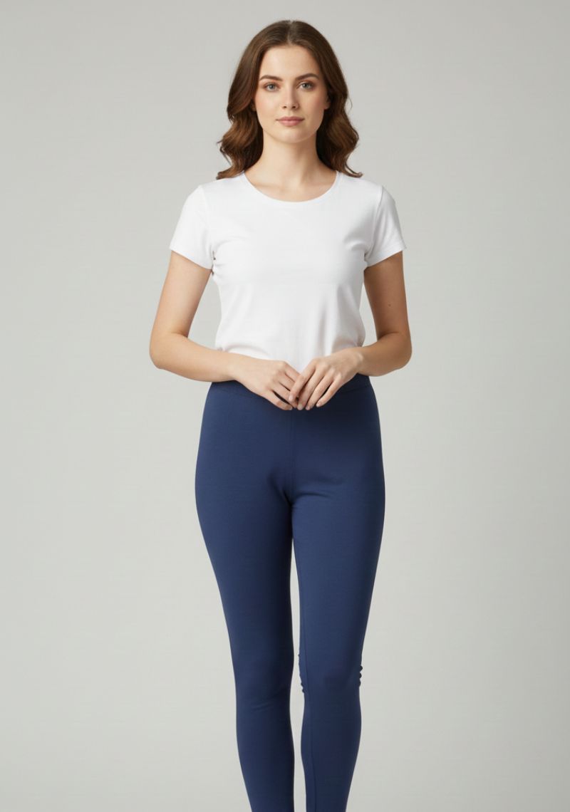 WOMENS LEGGINGS [MD] - PLAIN NAVY 2