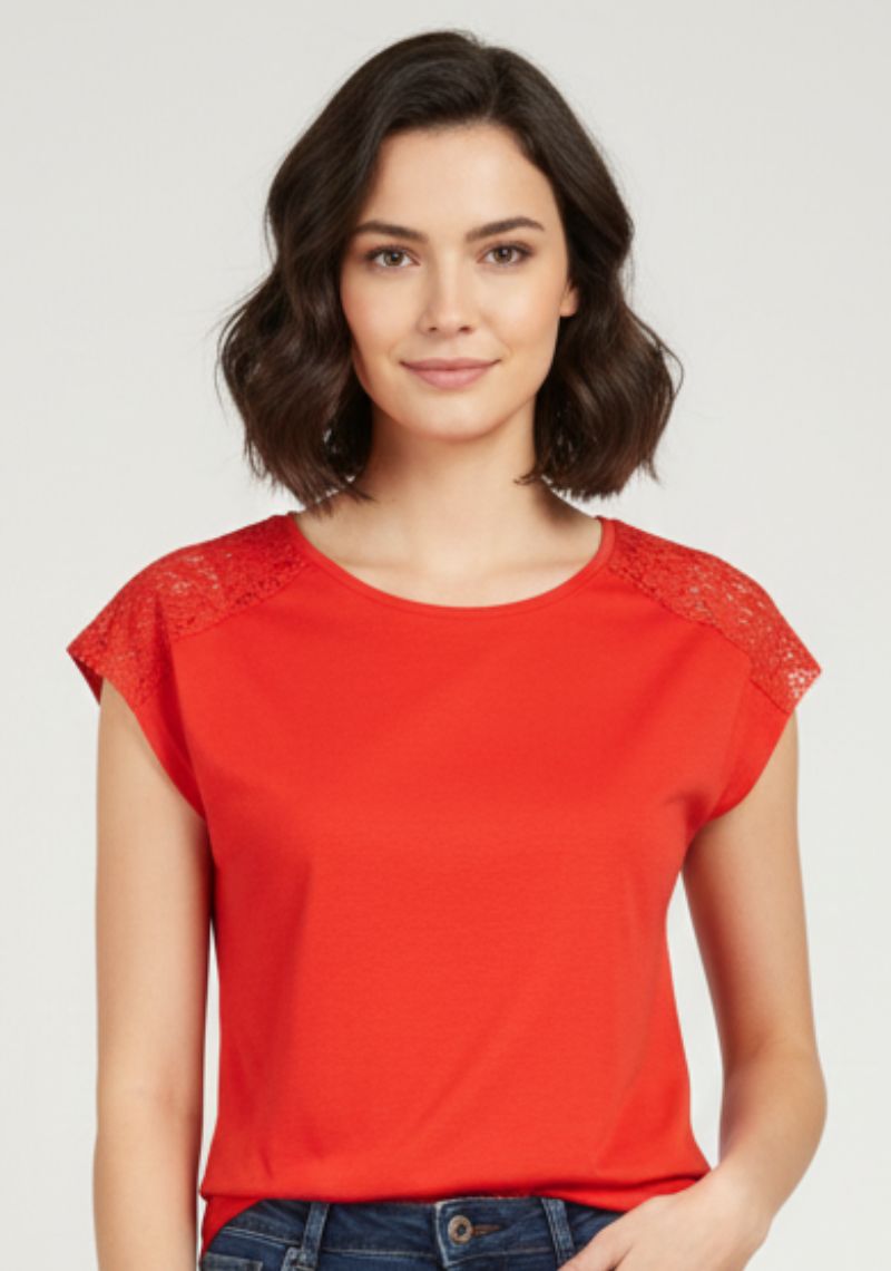 WOMEN WESTERN TOP - PLAIN RED