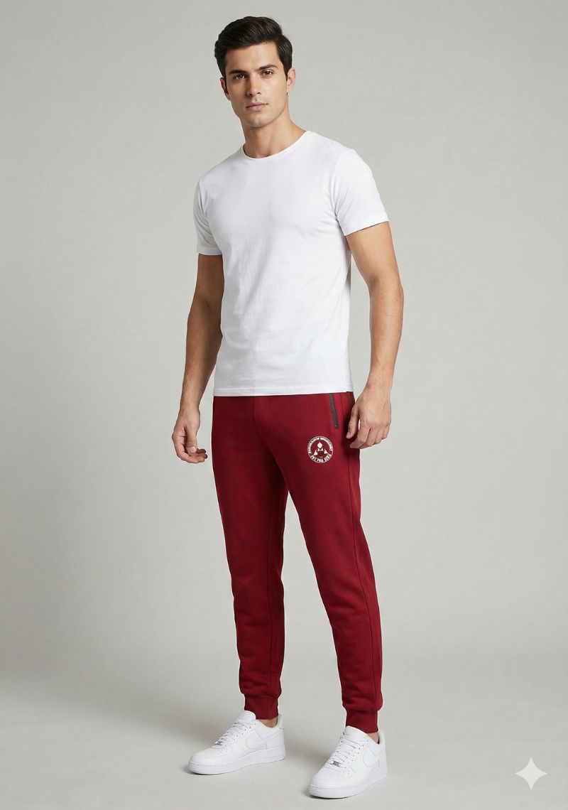 ACTIMAXX TRACK PANT - MAROON AND WHITE PRINTED