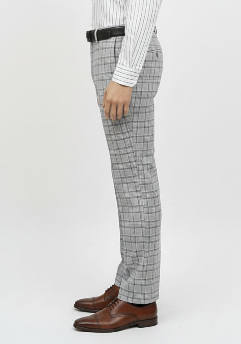 FORMAL PANT (SL)-LIGHT GRAY CHECKED