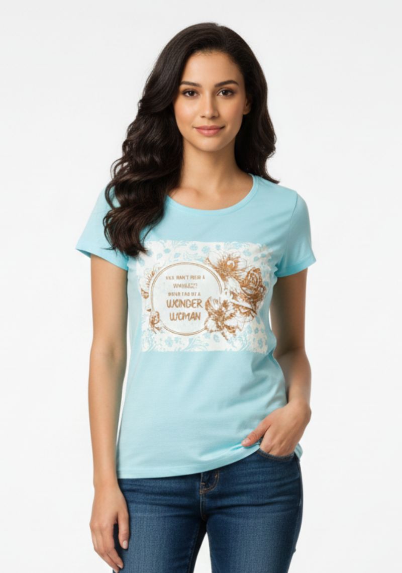 WOMENS T-SHIRT - LIGHT SKYBLUE PRINTED
