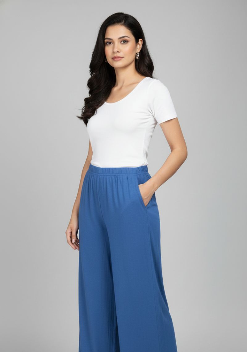 WOMENS PALAZZO - BLUEBERRY BLUE