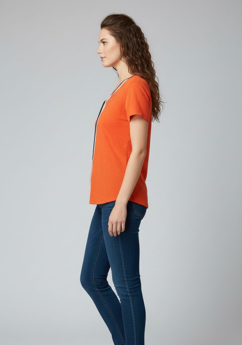 WOMEN WESTERN TOP - PURE ORANGE