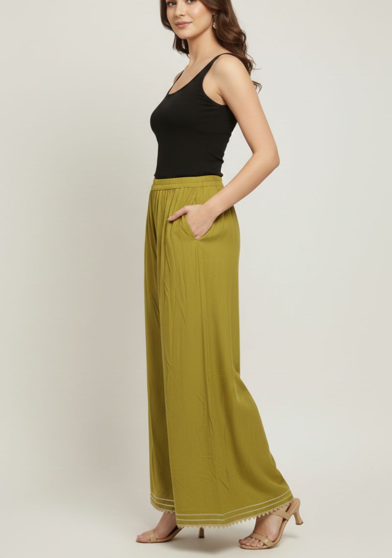 WOMENS PALAZZO - PLAIN  PEAR GREEN