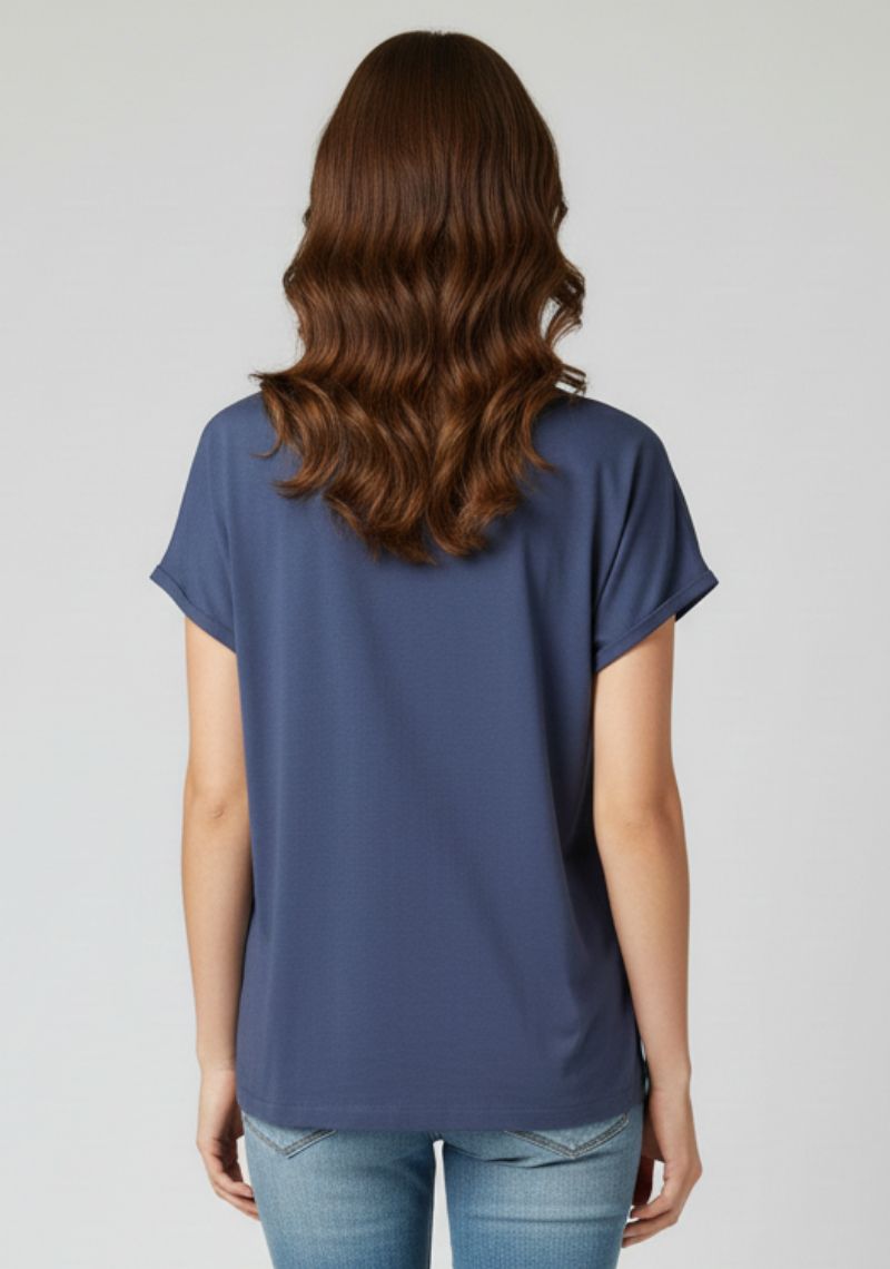 WOMENS T-SHIRT [MD] - DARK BLUE & MULTI COLOR PRINTED
