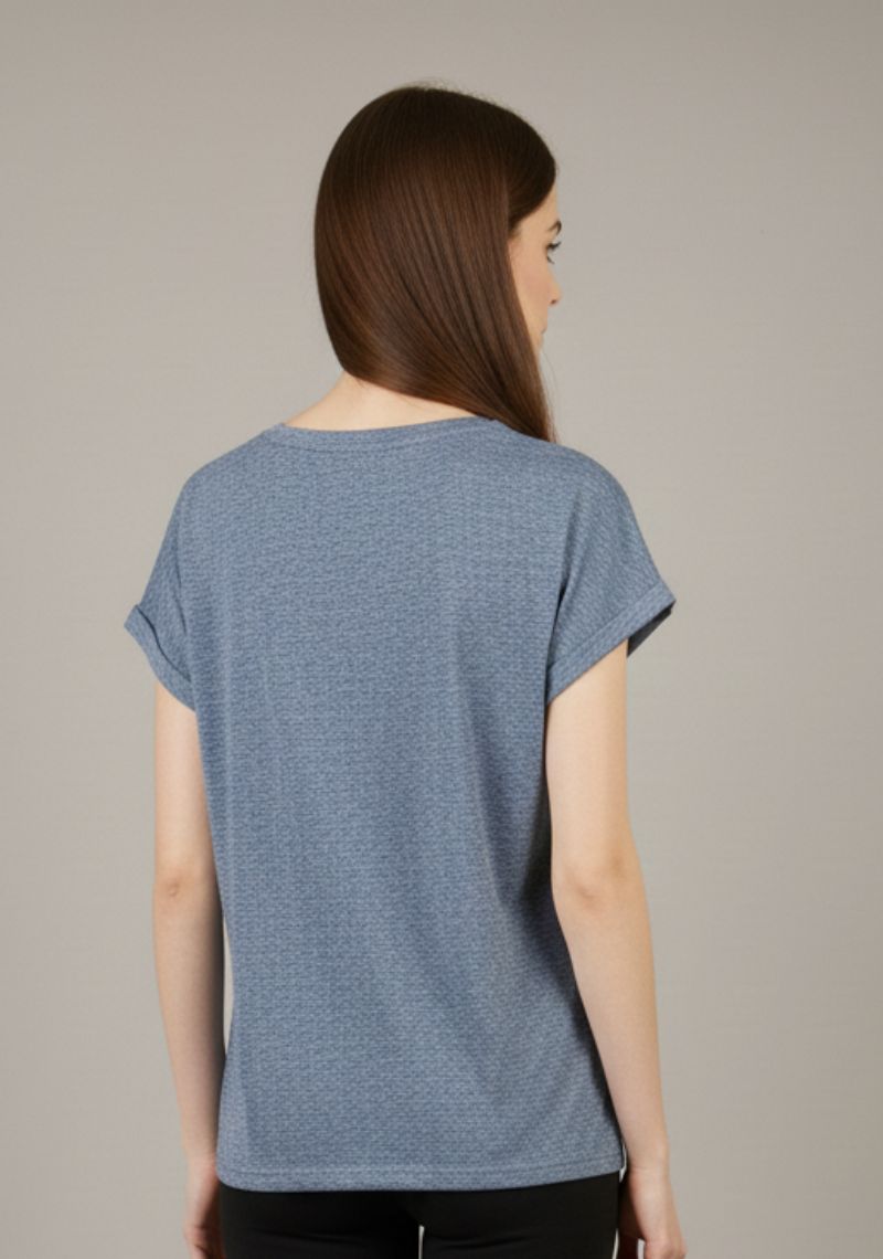 WOMEN T-SHIRT (SL)- BLUE MXD