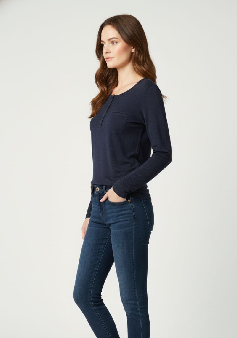 WOMEN WESTERN TOP - NAVY BLUE