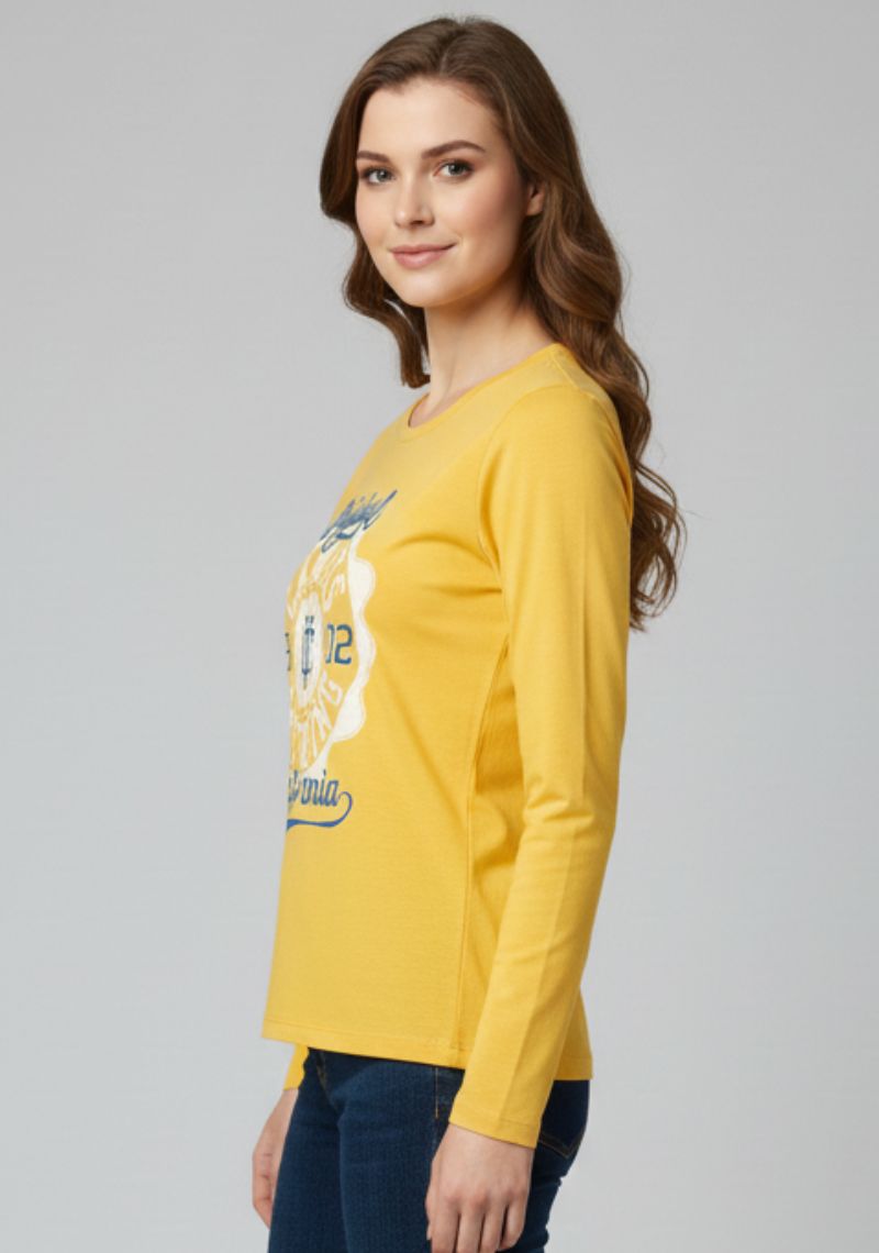 WOMENS T-SHIRT [MD] - YELLOW & MULTI COLOR PRINT