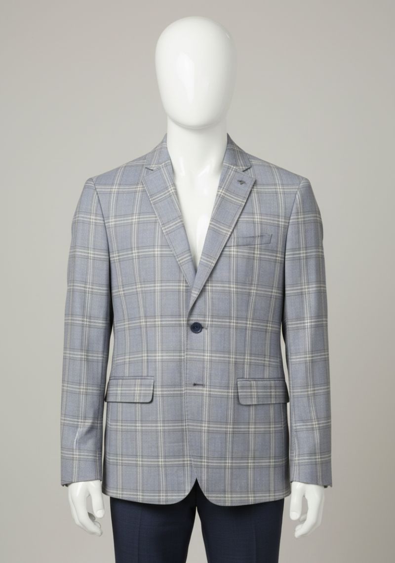 MENS BLAZER  - LIGHT BLUE CHECKED