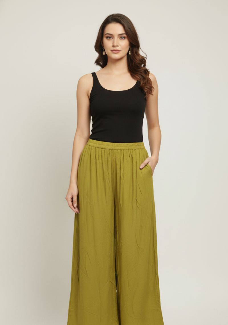 WOMENS PALAZZO - PLAIN  PEAR GREEN