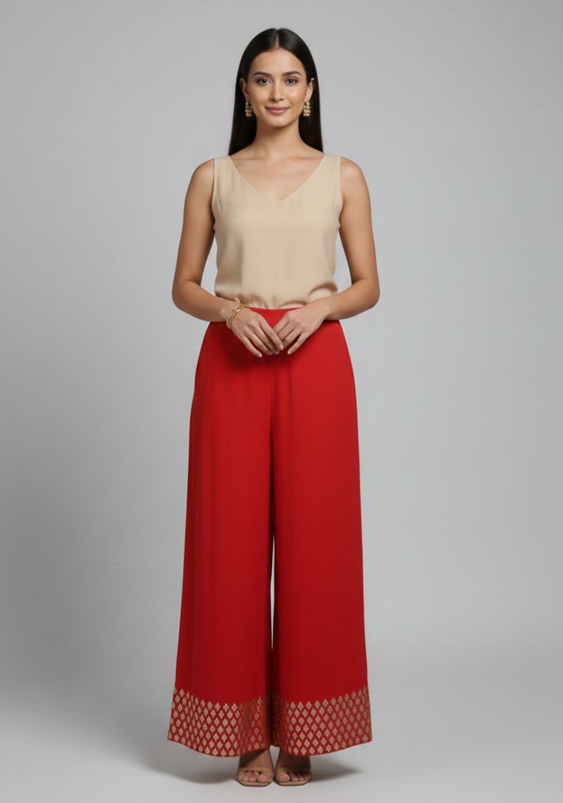 WOMENS PALAZZO - RED AND SANDAL