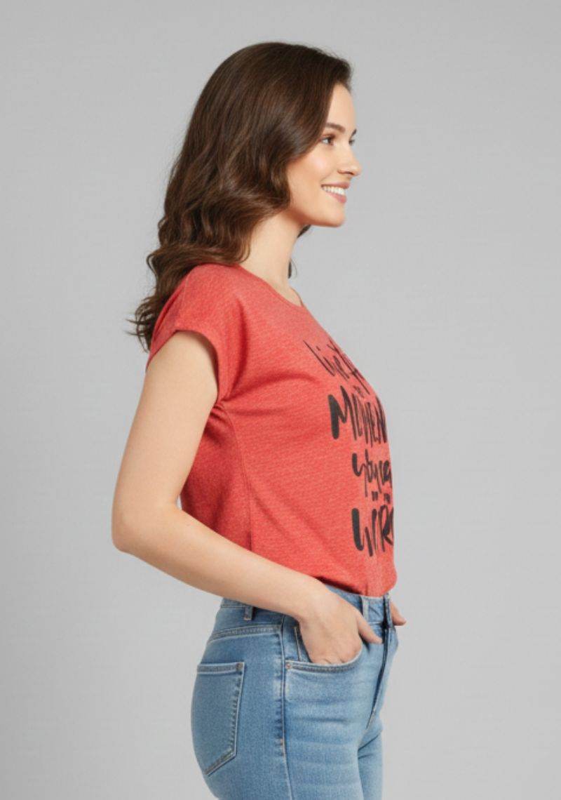 WOMENS T-SHIRT - CORAL MELANGE