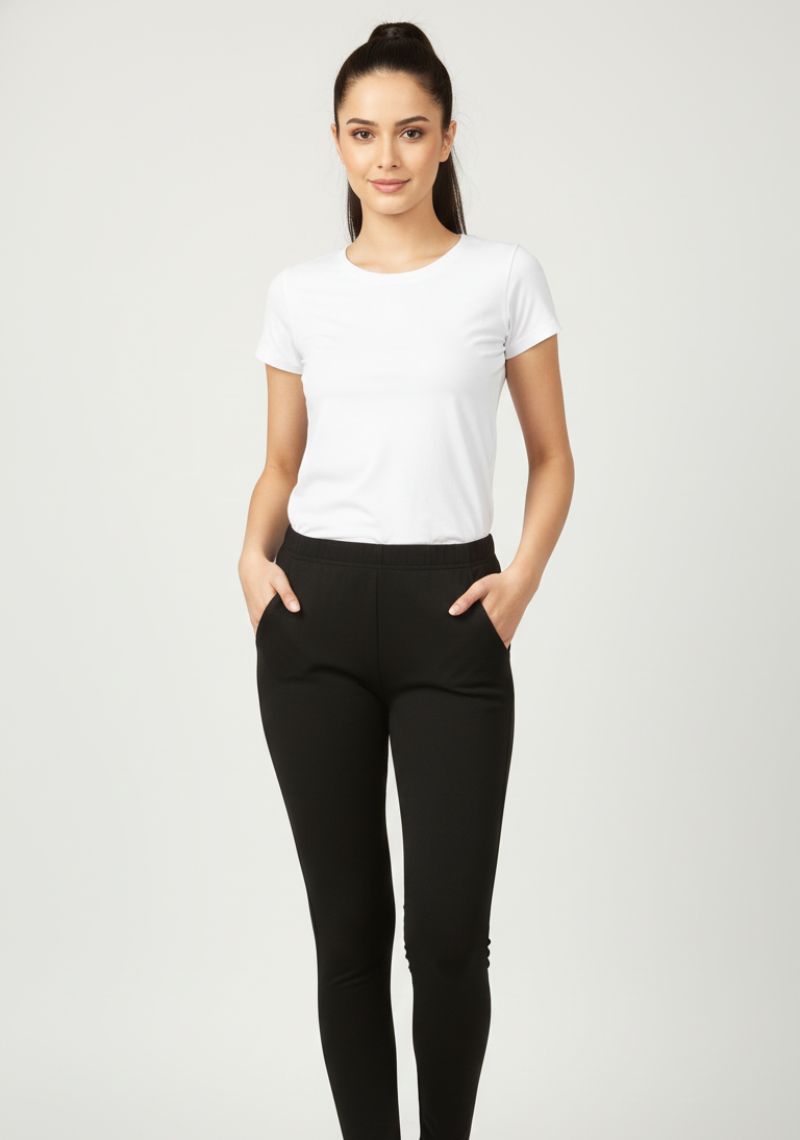 WOMENS LEGGINGS [MD] - PLAIN BLACK 2