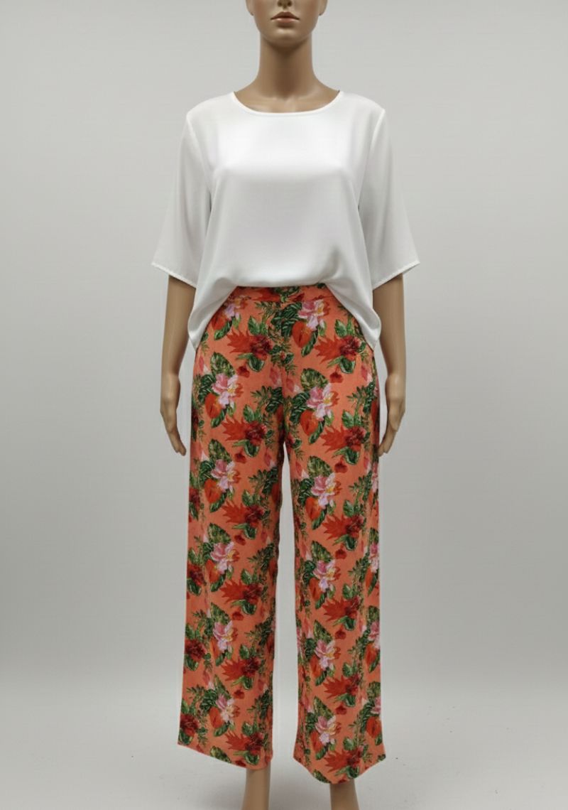 WOMENS PALAZZO [SL] - ORANGE MIXED COLOR