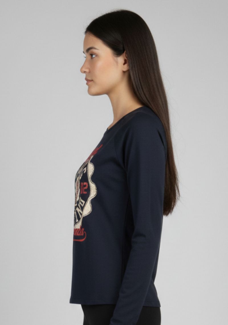 WOMEN T-SHIRTS (SL)-BLUE MXD
