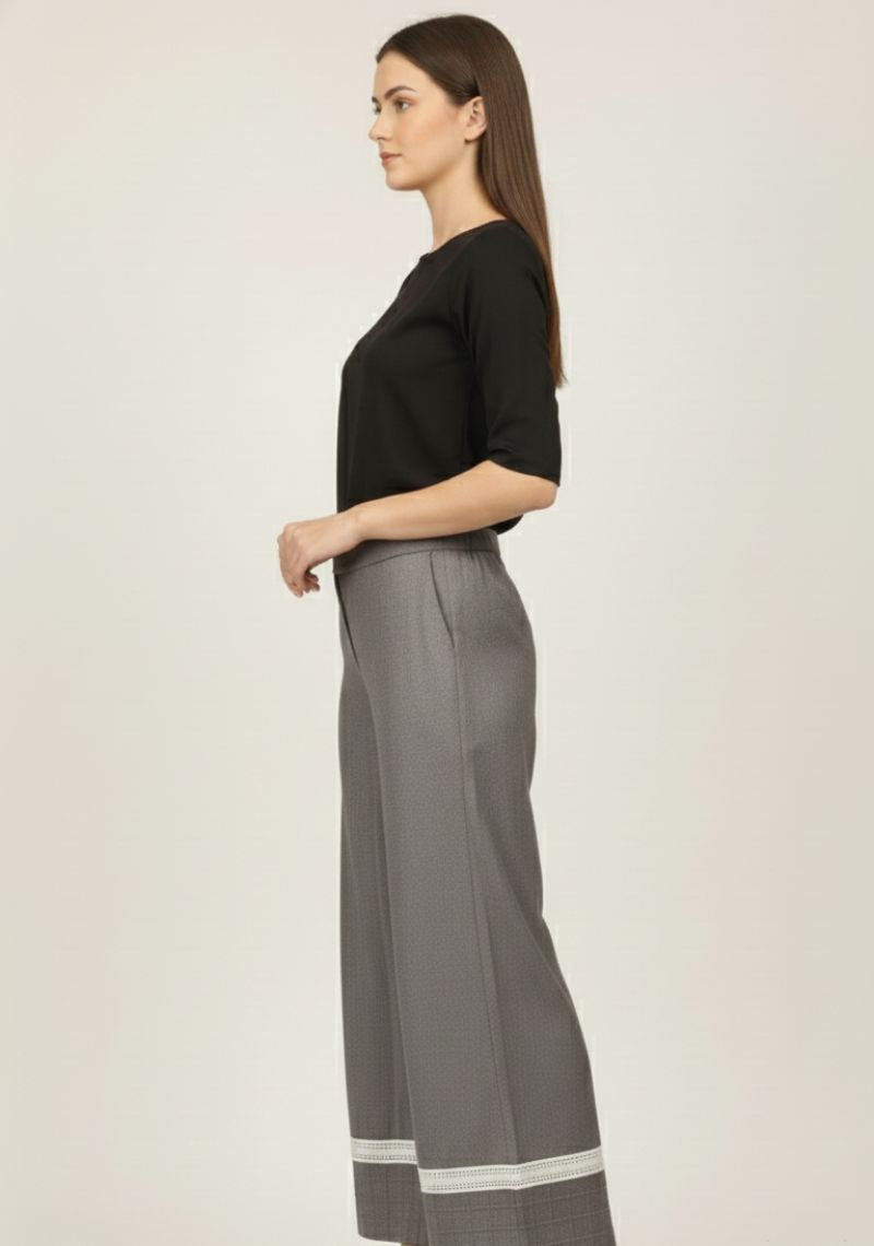 WOMENS PALAZZO - DARK GREY AND WHITE STRIPES