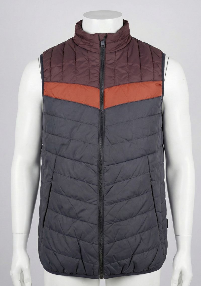 SLEEVELESS JACKET - DARK NAVY AND MAROON