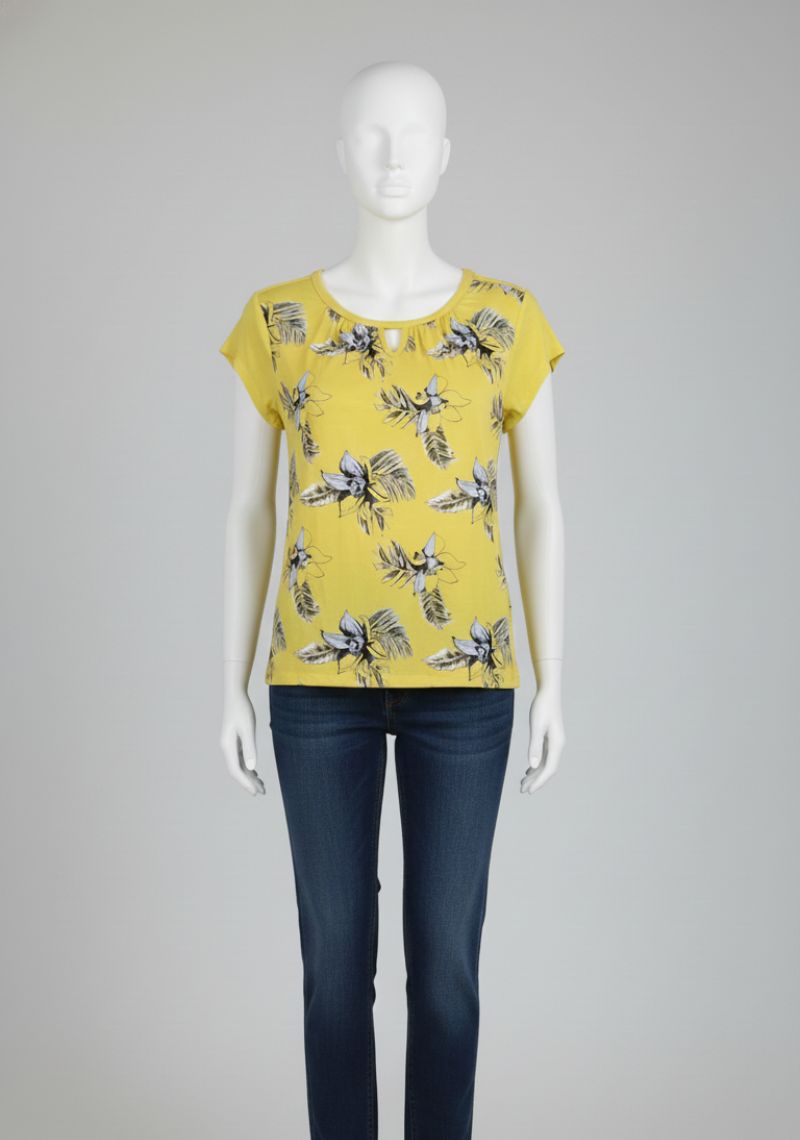 WOMEN WETSERN TOP - YELLOW FLORAL PRINTED