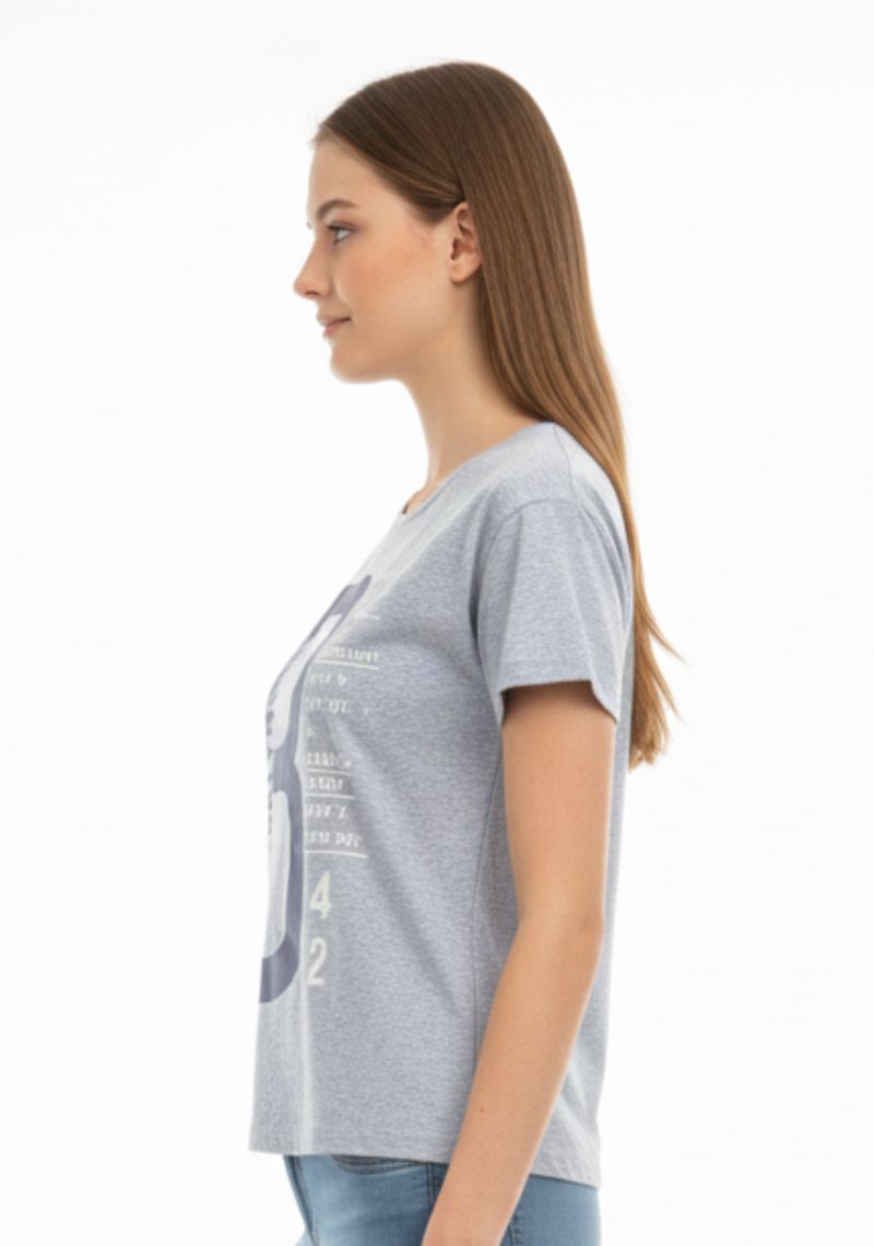 WOMEN T-SHIRT (SL)-LIGHT BLUE MXD