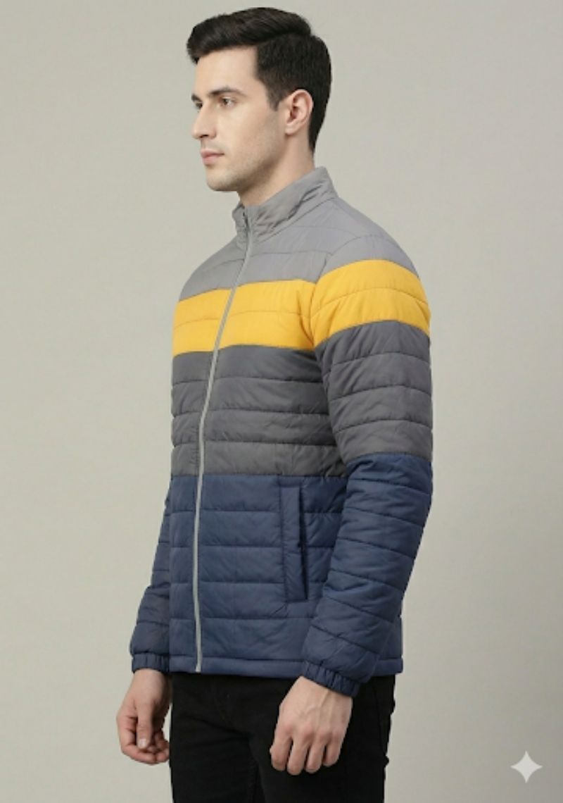 WINTER JACKET - YELLOW AND MULTI COLOR STRIPES