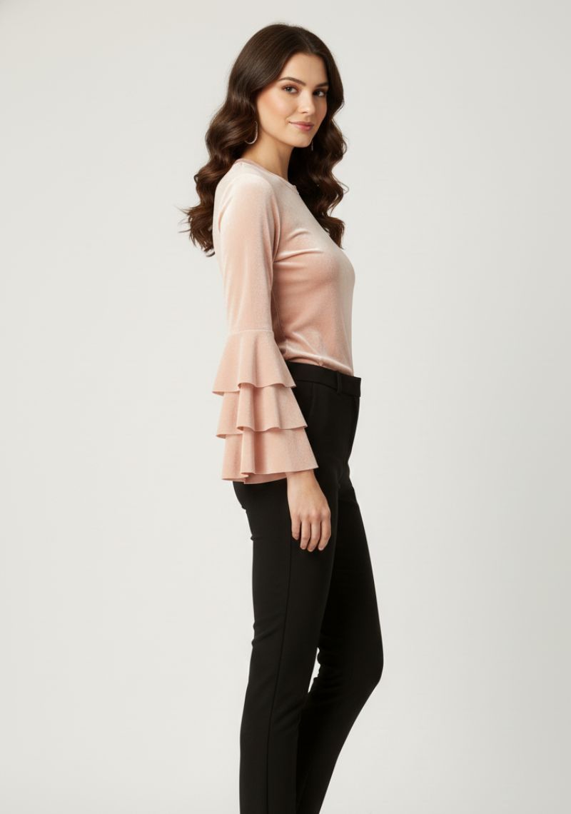 WOMEN WESTERN TOP - APRICOT PINK