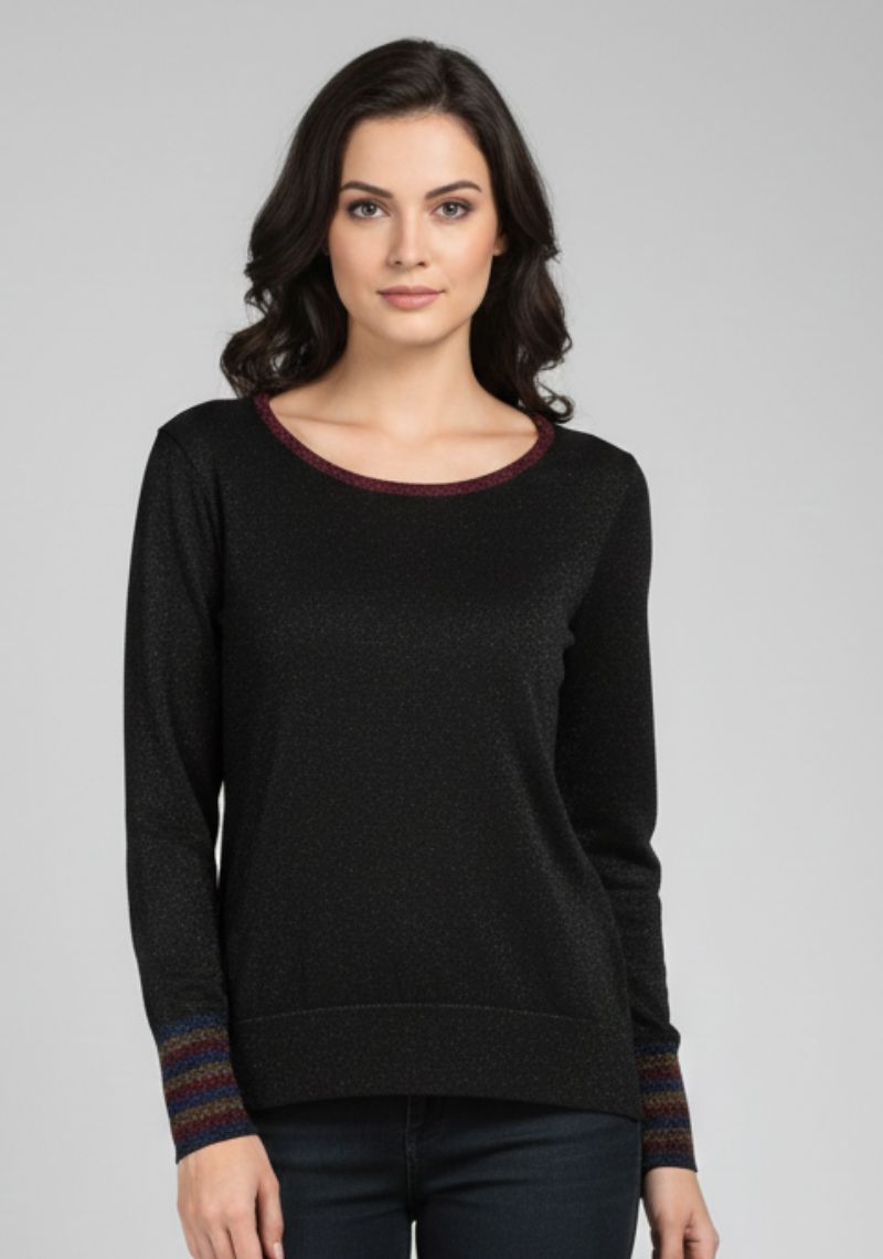 WOMEN WESTERN TOP - PLAIN BLACK