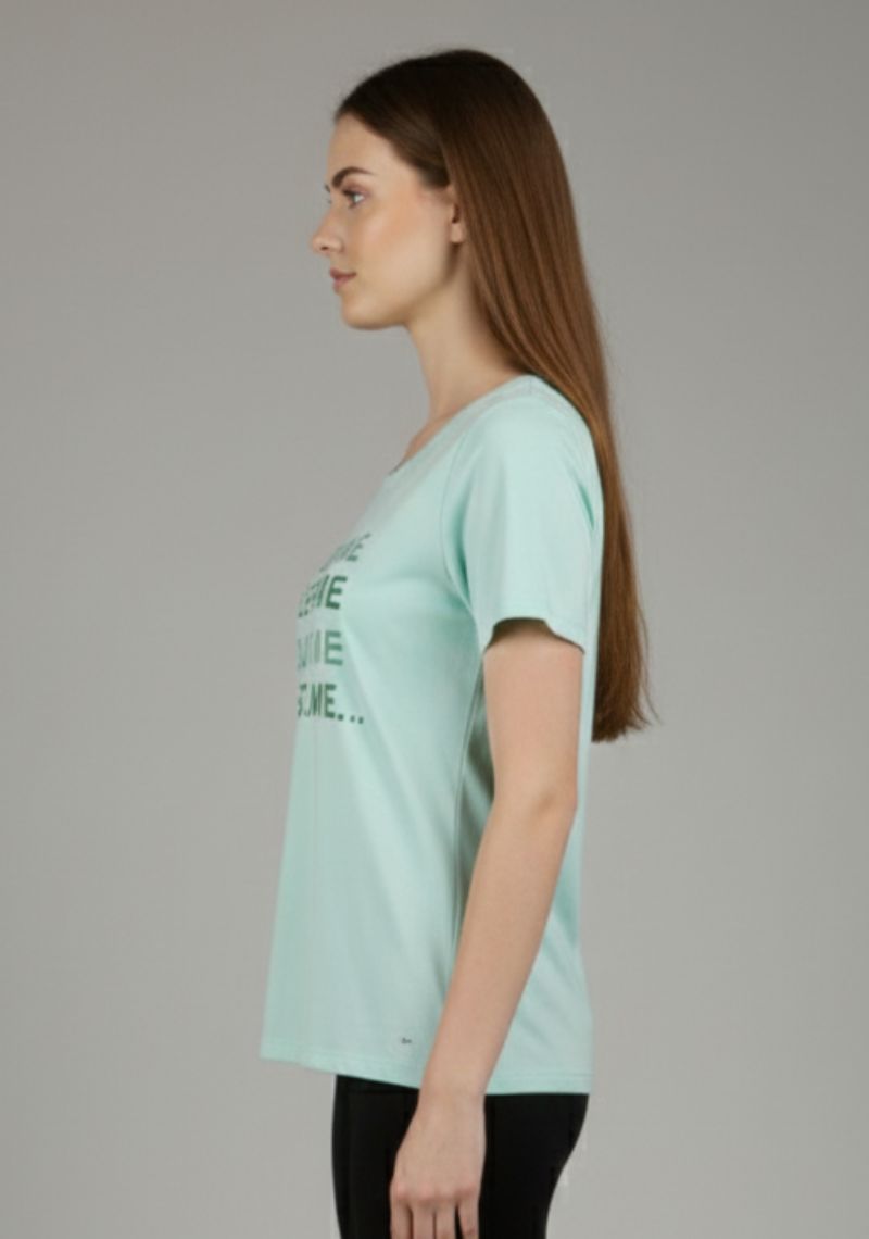 WOMEN T-SHIRT (SL)- LIGHT GREEN MXD