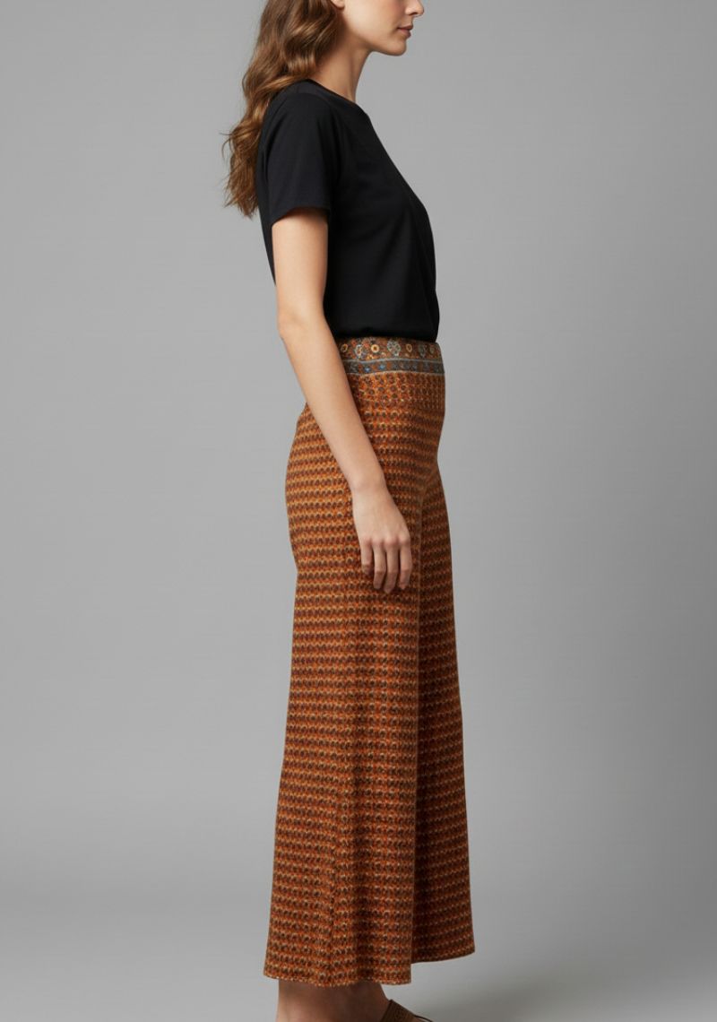 WOMENS PALAZZO - BROWN AND MULTI COLOR PRINTED