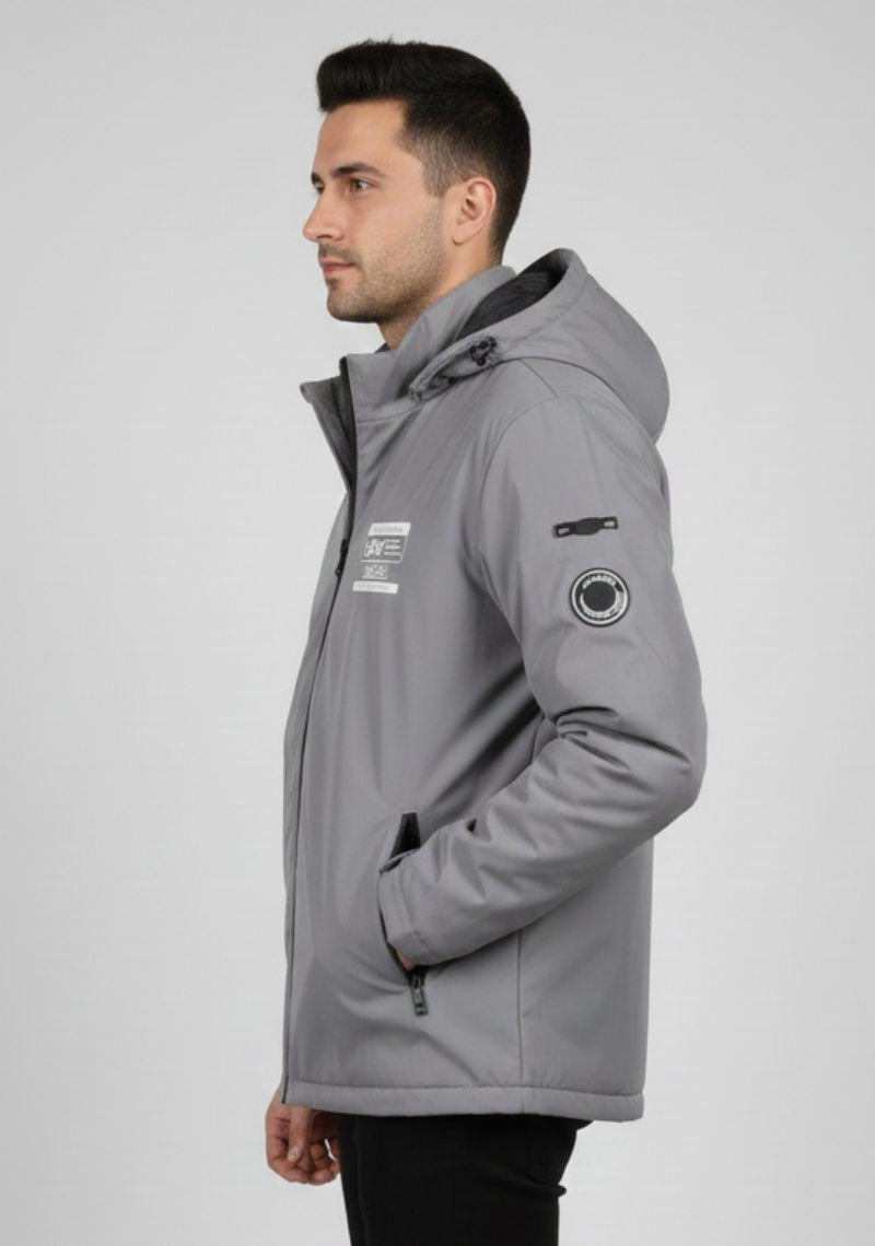 WINTER JACKET - DARK GREY AND WHITE PRINTED