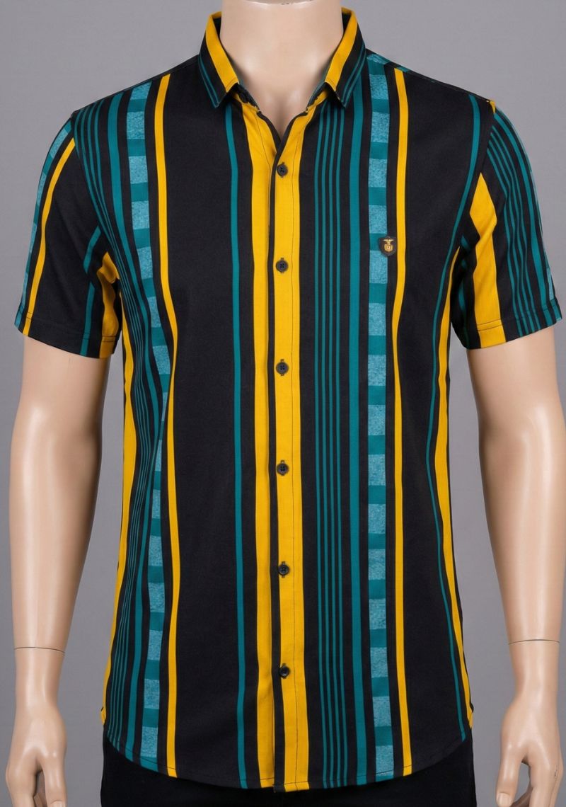 SHIRT - YELLOW [ MULTI CLOR LINE ]