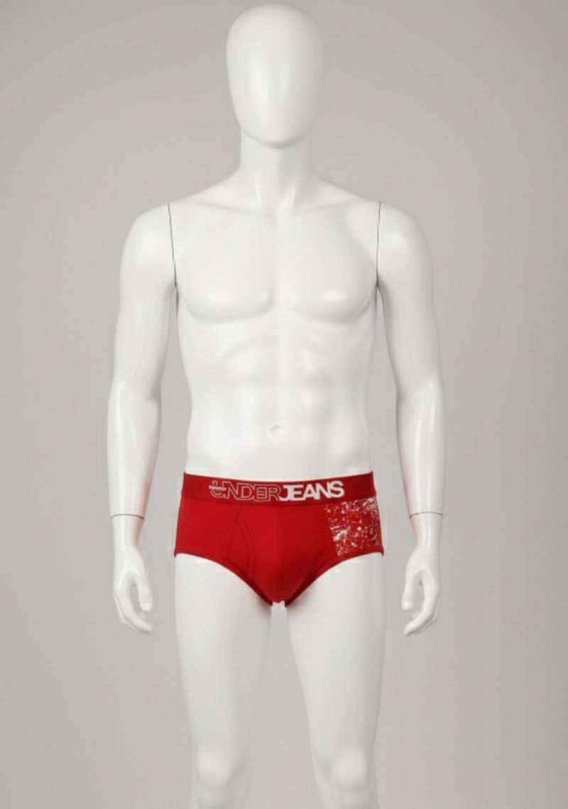 MENS BRIEFS [MD] - RED AND WHITE PRINTED