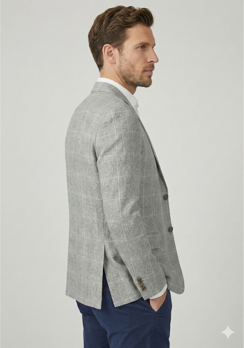 MENS BLAZER - GREY CHECKED