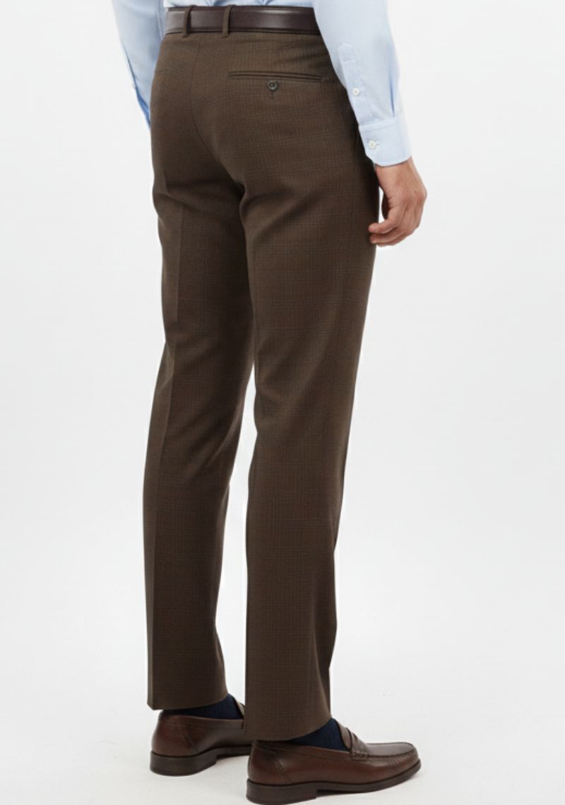 FORMAL PANT (SL)-BROWN CHECKED