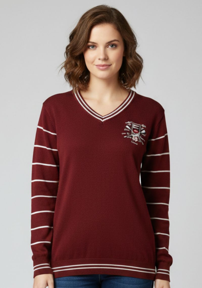 WOMEN SWEATSHIRT - PRINTED MAROON