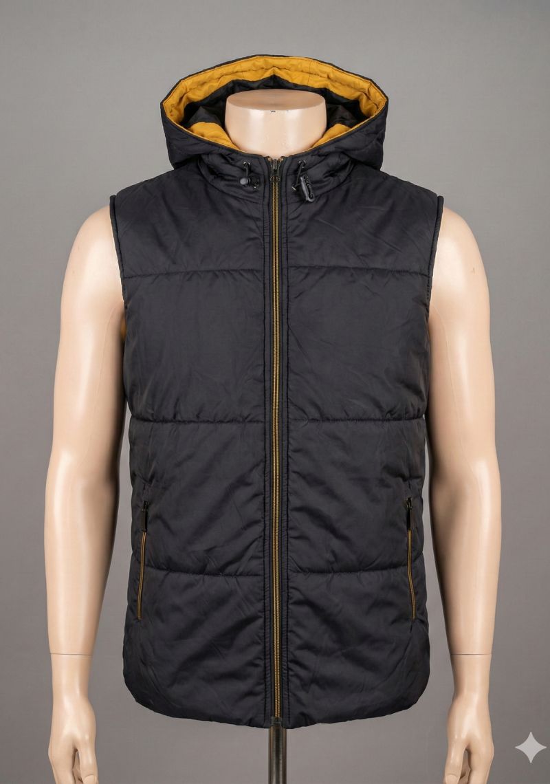SLEEVELESS JACKET - BLACK AND YELLOW