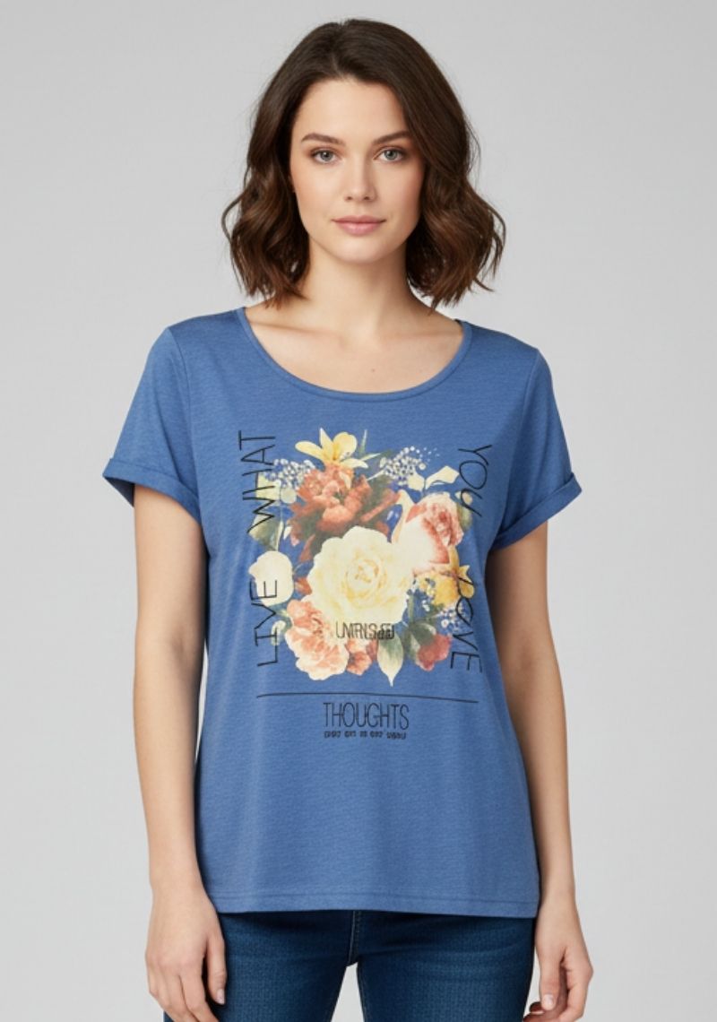 WOMENS T-SHIRT [MD] - NAVY BLUE [ PRINT]