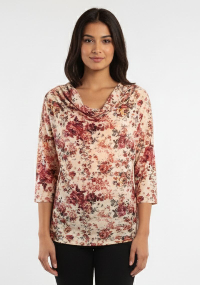 WOMENS WESTERN TOP [SL] - SANDAL AND MULTI COLOR PRINTED