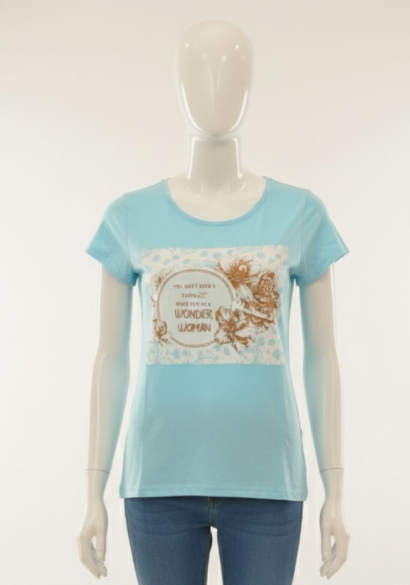 WOMENS T-SHIRT - LIGHT SKYBLUE PRINTED