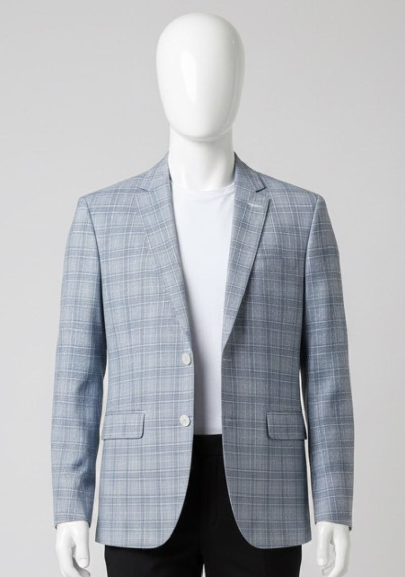 MENS BLAZER - LIGHT BLUE CHECKED