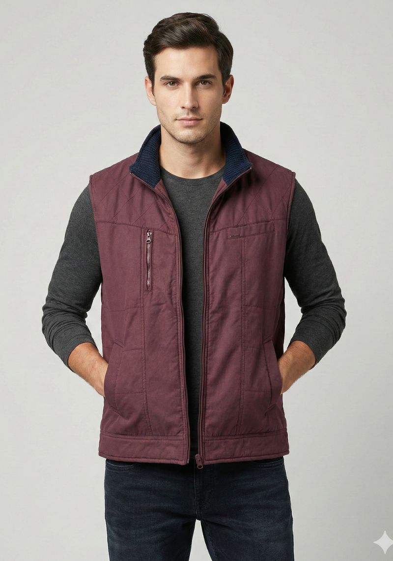 SLEEVELESS JACKET - WINE