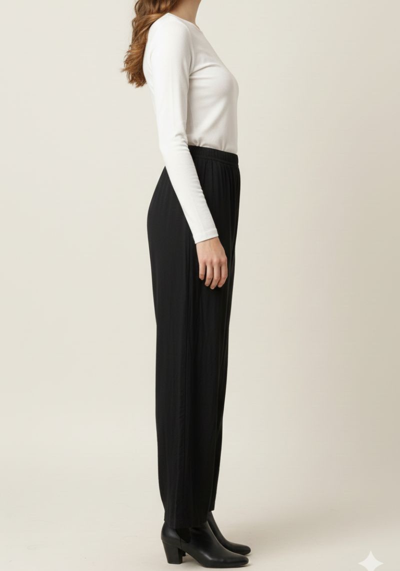 WOMENS PALAZZO - PLAIN BLACK 2