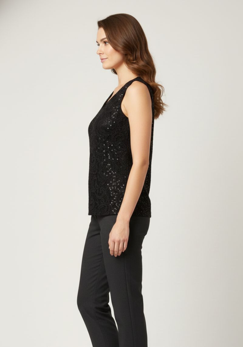 WOMEN WESTERN TOP - BLACK