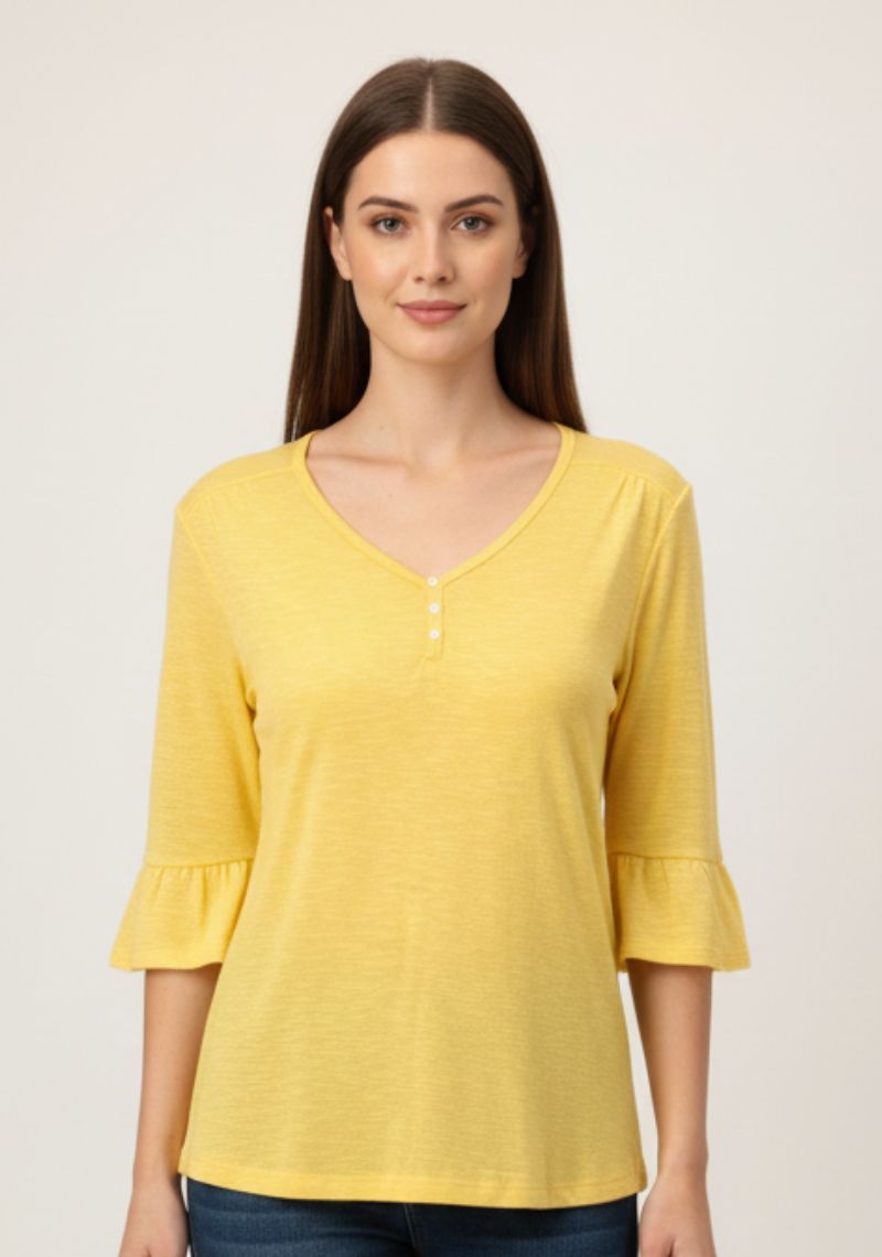 WOMEN WESTERN TOP - YELLOW