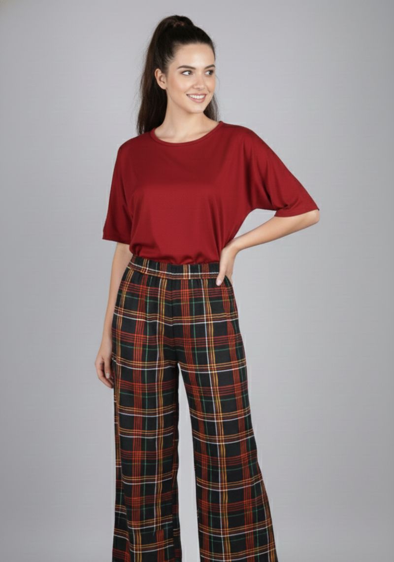 WOMENS PALAZZO [SL] - BLACK MIXED COLOR