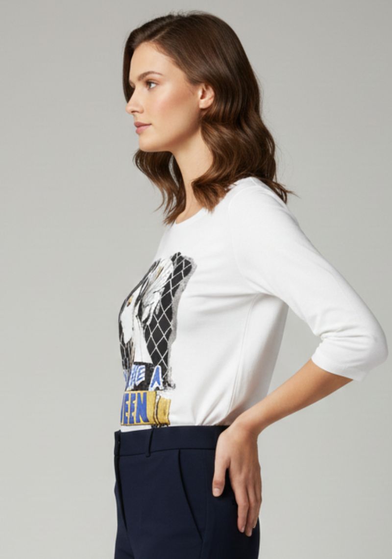 WOMENS T-SHIRT [MD] - WHITE & MULTI COLOR PRINT