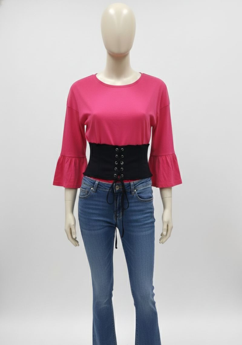 WOMEN WESTERN TOP - DARK PINK