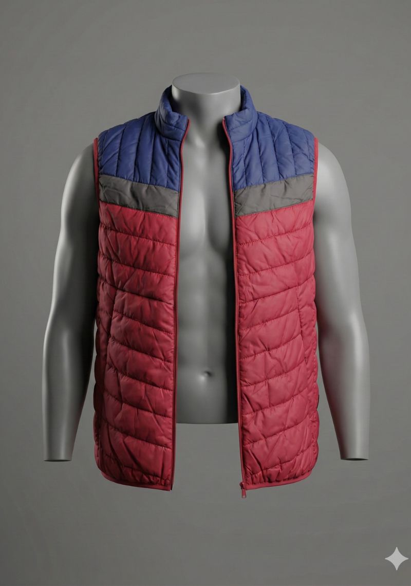 SLEEVELESS JACKET - RED AND BLUE