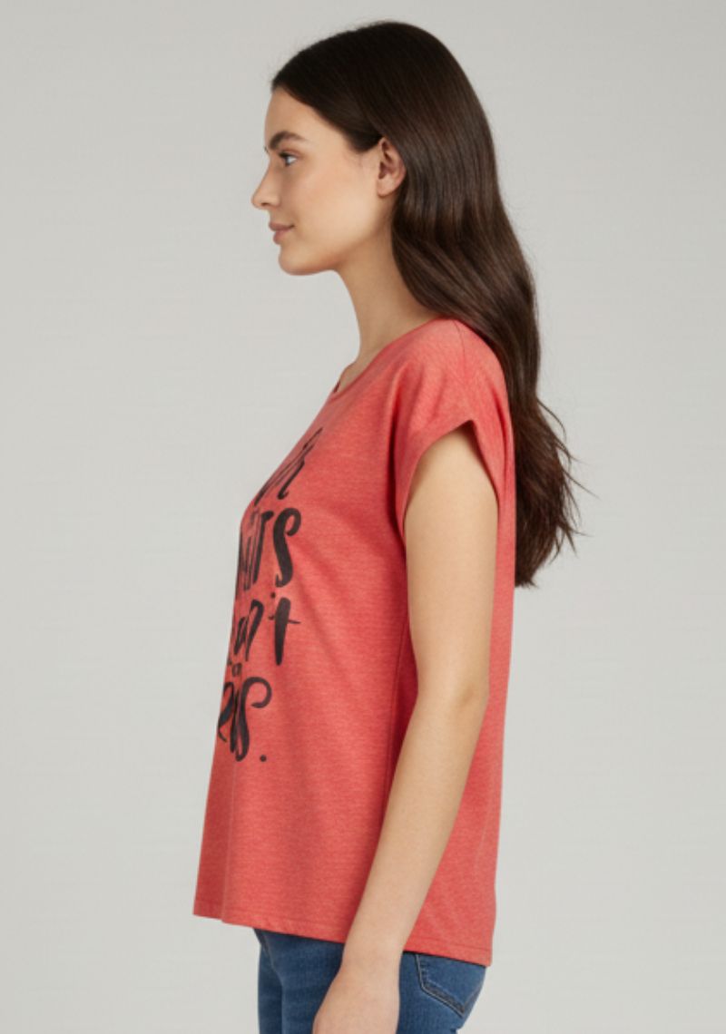 WOMEN T-SHIRT (SL)-PINK MXD