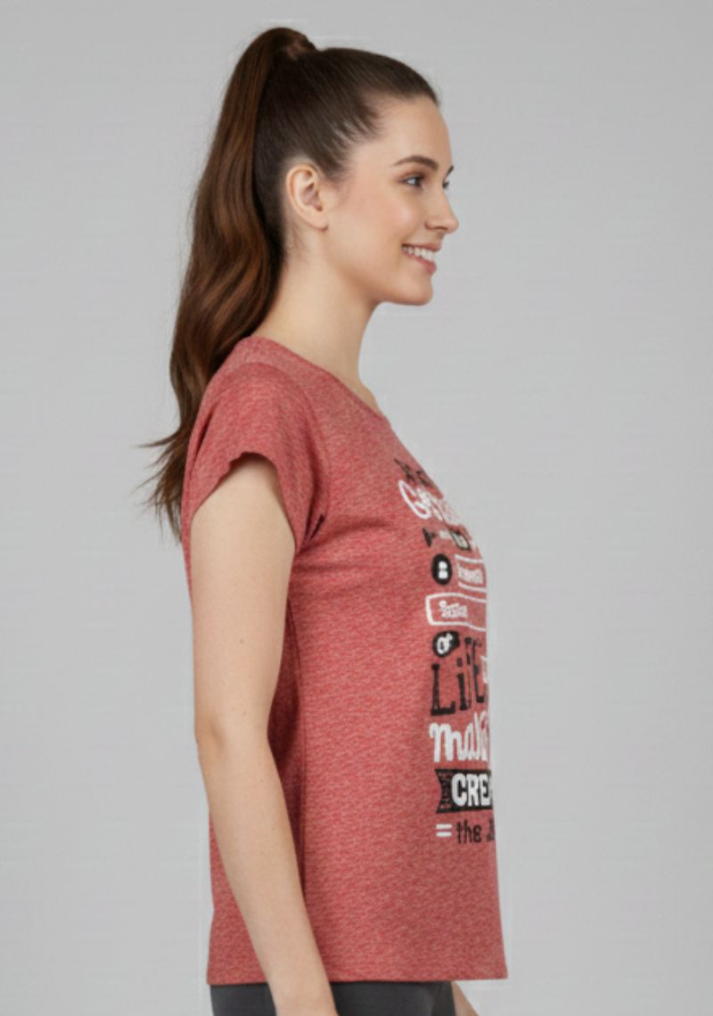 WOMEN T-SHIRT (SL)- LIGHT RED